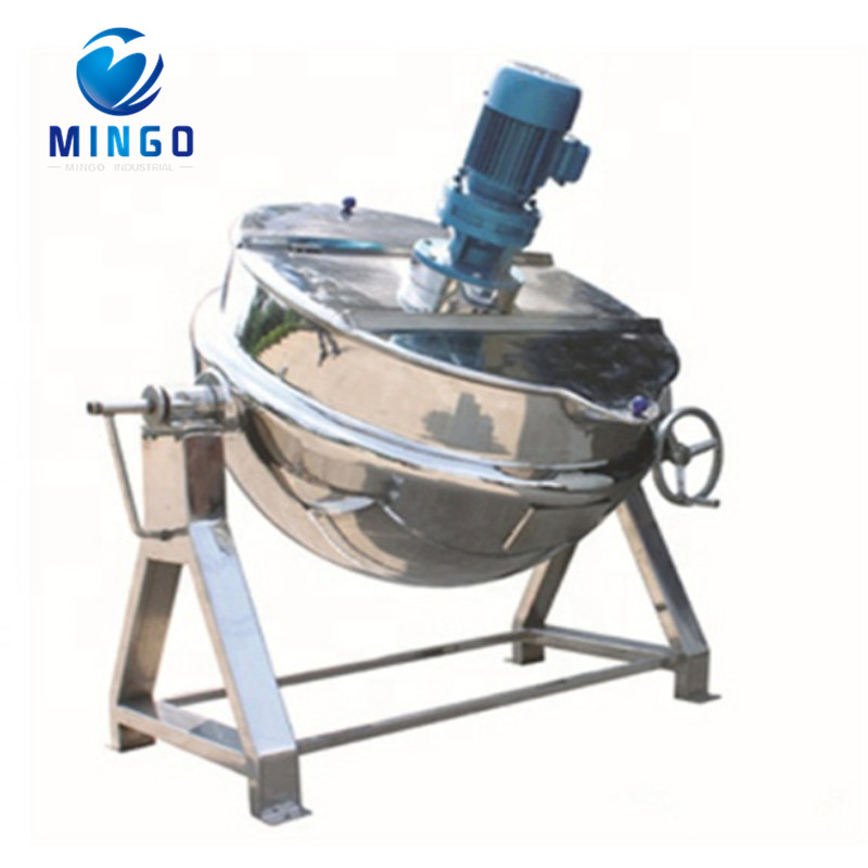 Sanitary stainless steel tilting steam jacketed kettle with mixer